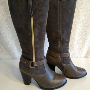 Dark gray knee-high boots